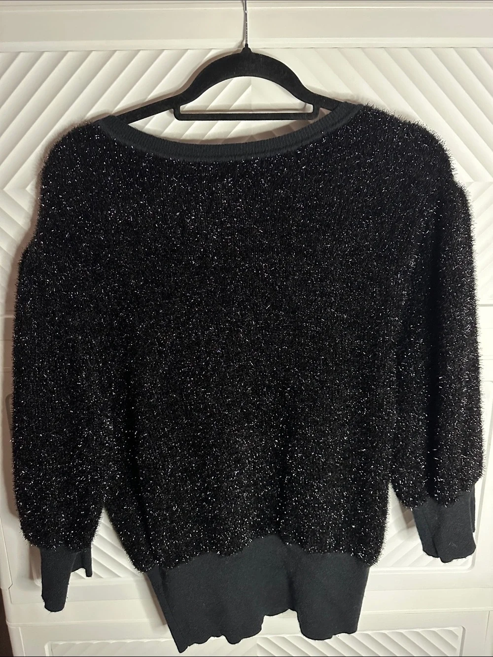 Anthropologie Black Sparkle Crewneck Sweater